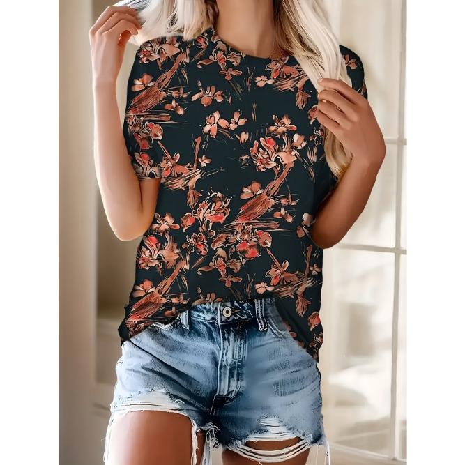 

Summer Round Neck Artistic Abstract Patterns 3D Print Top Fashionable Casual Short Sleeved Women s T-shirts 6XL
