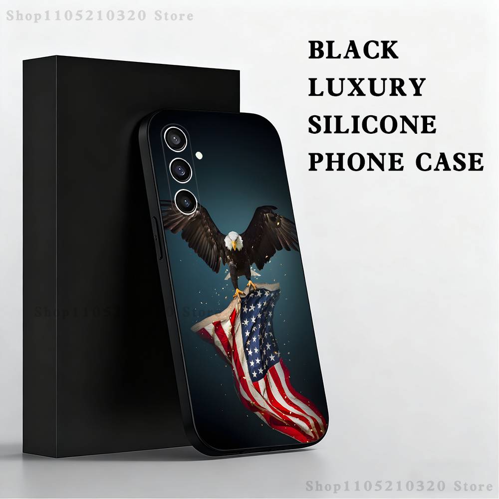 

America USA Flag Phone Case For Samsung S25,S24,S23,S22,S21,S20,S10,Ultra,Plus,Lite,FE,Soft Silicone Black Cover SamsungS9