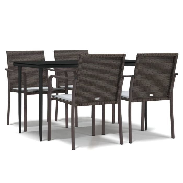 VidaXL Ensemble à manger de jardin 5 pcs coussins résine tressée acier 3186941