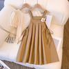Summer Girls Two-piece Set Set Kids Top+Suspender Skirt 2Pic Children Flower Leisure Suit 3-14 Years Youth Party Clothes Kids Two-piece Set