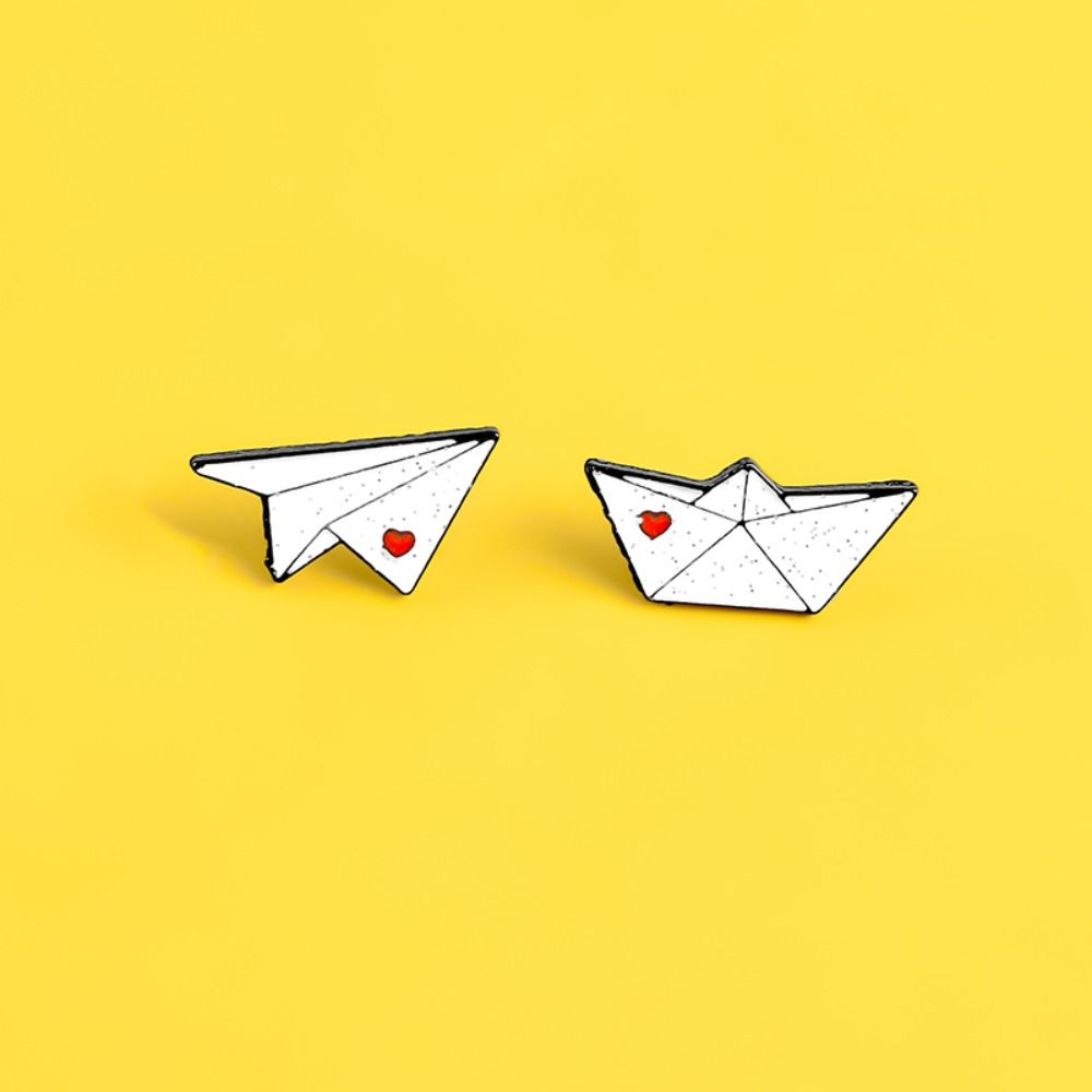 Boat Paper Plane Enamel Pins Dripping Oil Cartoon Party