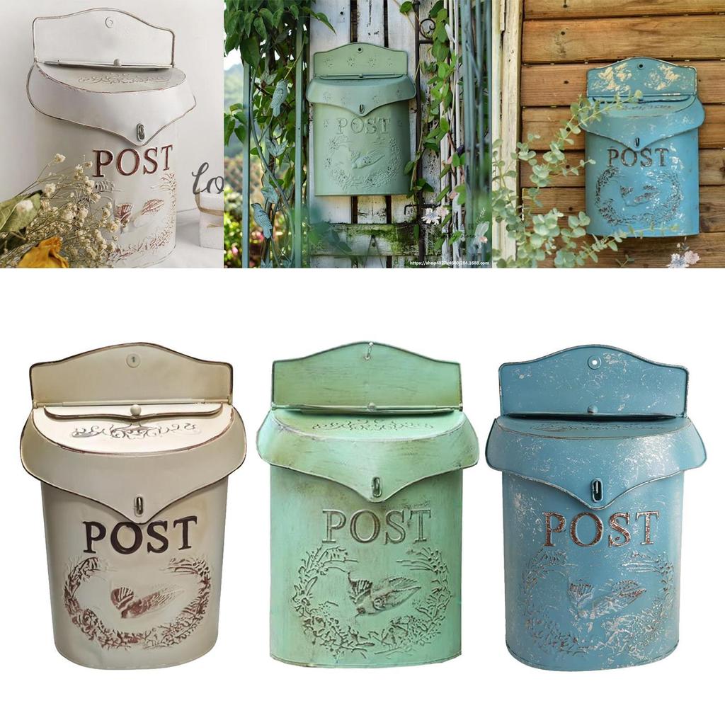 Retro Rural Wall Mounted Mailbox Farmhouse Metal Post Letter Box Garden