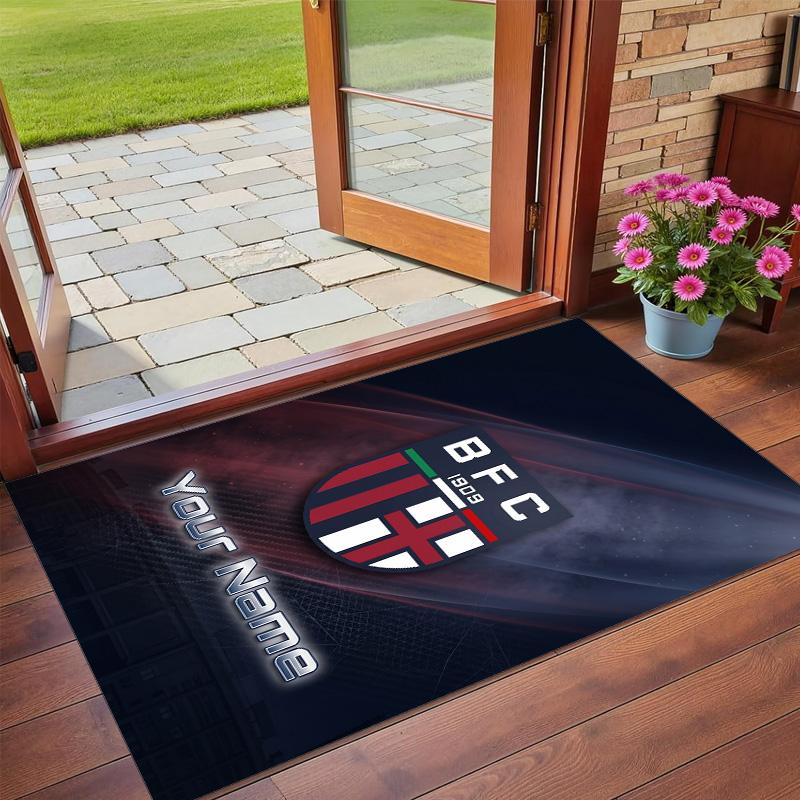 Crystal Velvet Rug Custom Name Text, Soft Non Slip Floor Mat Home DecorBologna FC