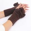 Fashion Accessory Thick Warm Bowknot Knitted Gloves Soft Elastic Fingerless Mittens Keep Warm Arm Warmers Youth Student