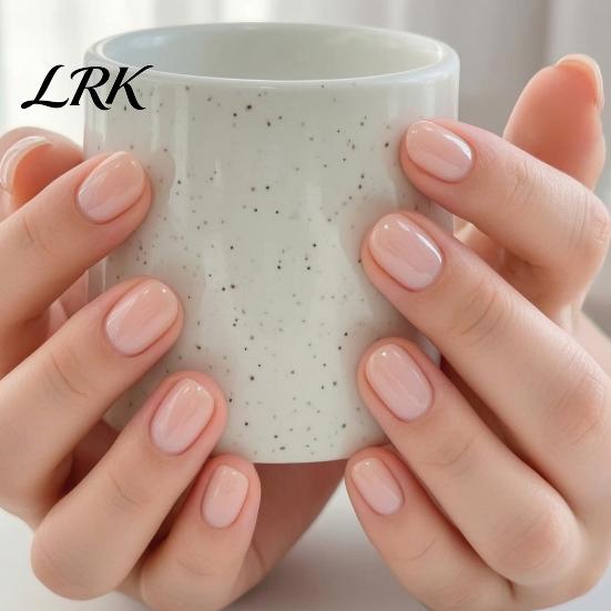 Quick Nail Art Tips 24Pcs Women Nude Press on Nails, Short Oval Natural Stick-on Fake Nails Glossy Full Cover Glue False DIY Manicure Supplies