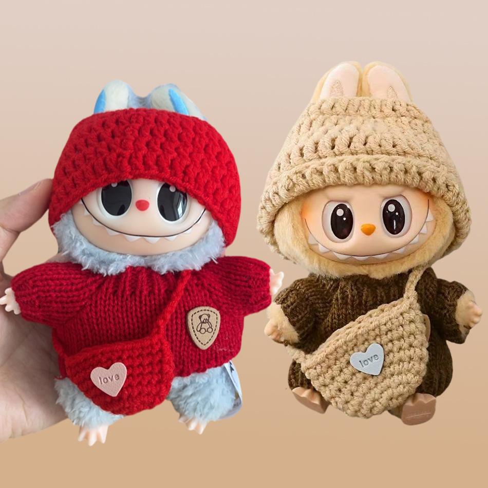 15/17cm Labubu Kleidung für Prinzessin Puffy Rock Spitzen-Unterkleid Krawatte Kopfschmuck 2 Stück/Packung Plüsch-Baumwollpuppe Dess Zubehör Geschenk