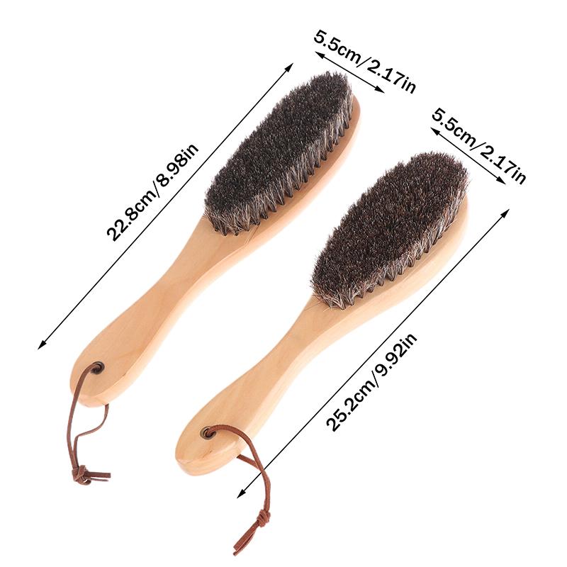 1PCS Soft Horsehair Laundry Cleaning Brush Anti-Static Cleaning Care Brush  Horse Hair Brush Wooden Handle Shoe Polish Brush