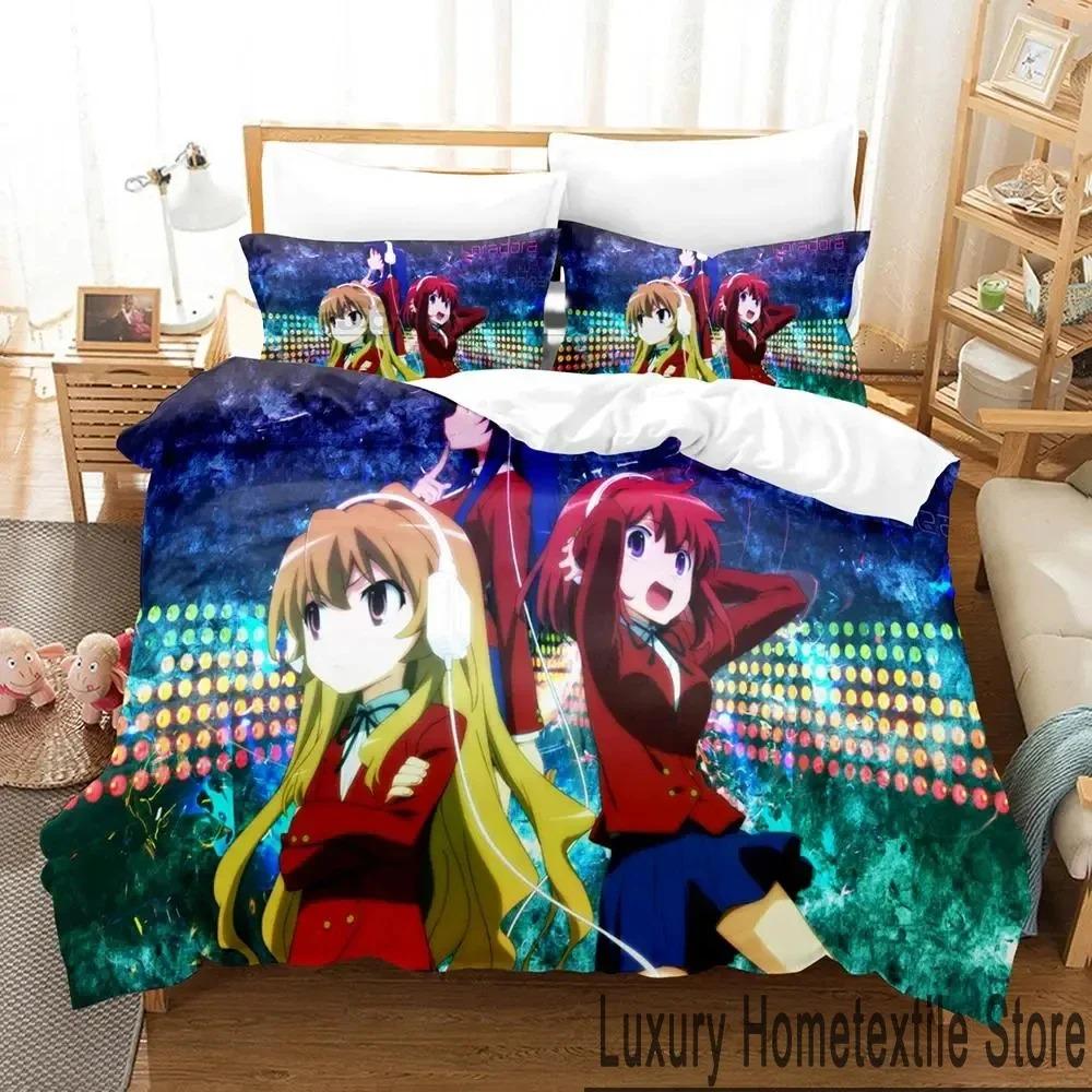 Anime TIGER×DRAGON Toradora Bedding Set Duvet Cover Bed Set Quilt Cover Pillowcase Comforter King Queen Size Boys Adult Bedding