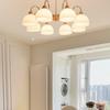 2025 Mid-Century Japanese Cream Solid Wood Chandelier for Living Room, Hall & Bedroom