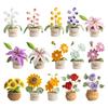 Knitted Flowers Decorations Decorative Crochet Flowers Potted Plants Knitted Artificial Flowers for Party Favors