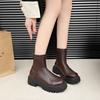 Women's Shoes Short Rubber Winter Round Toe Winter Chunky Heel Fashion Boots Fashionable Spring and Fall