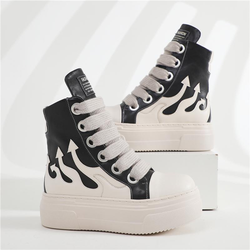 Concise Platform Thick Bottom Unisex Shoes All Match Mixed Color Increase Sport Shoes Runway Sneakers Large Size Casual Trainers