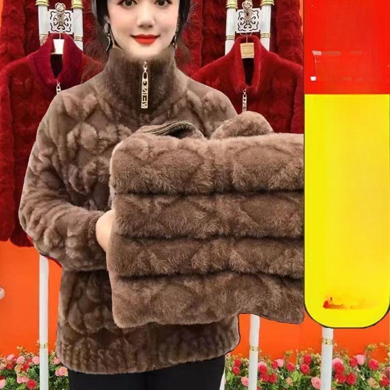 Autumn and Winter Jackets, Women's Imitation Mink Fleece Jackets, Cold-proof and Warm Outerwear
