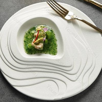 Irregular Solid Color Ceramic Plates Creative Restaurant Steak Plate Unique Light Luxury Tableware Delicious Dessert Sushi Plate