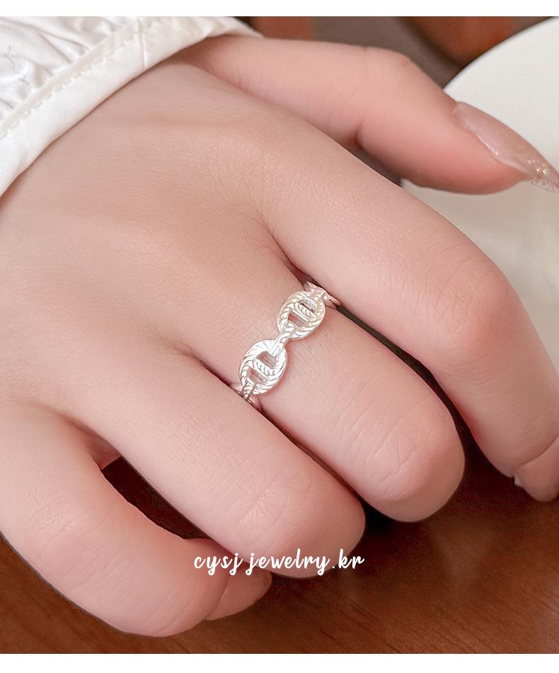 Cuiyan S925 Silver Korean Style Pig Nose Open Finger Ring for Women