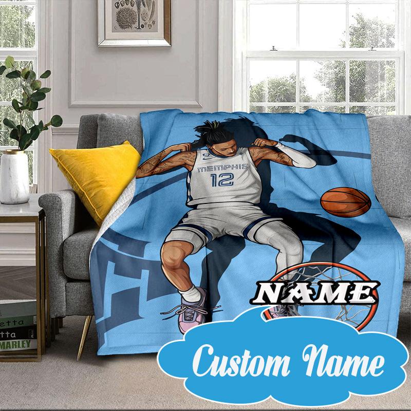 Custom Name Basketball Player Morant Blanket Bed Sofa Blanket Flannel Blanket for Camping, Hiking, Picnic Essentials,gift for Fan Family