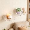 2Pcs Acrylic Floating Wall Shelves Transparent Wall Shelves Adhesive or Screw Installation Display Shelves for Speaker Plant Pot Figures