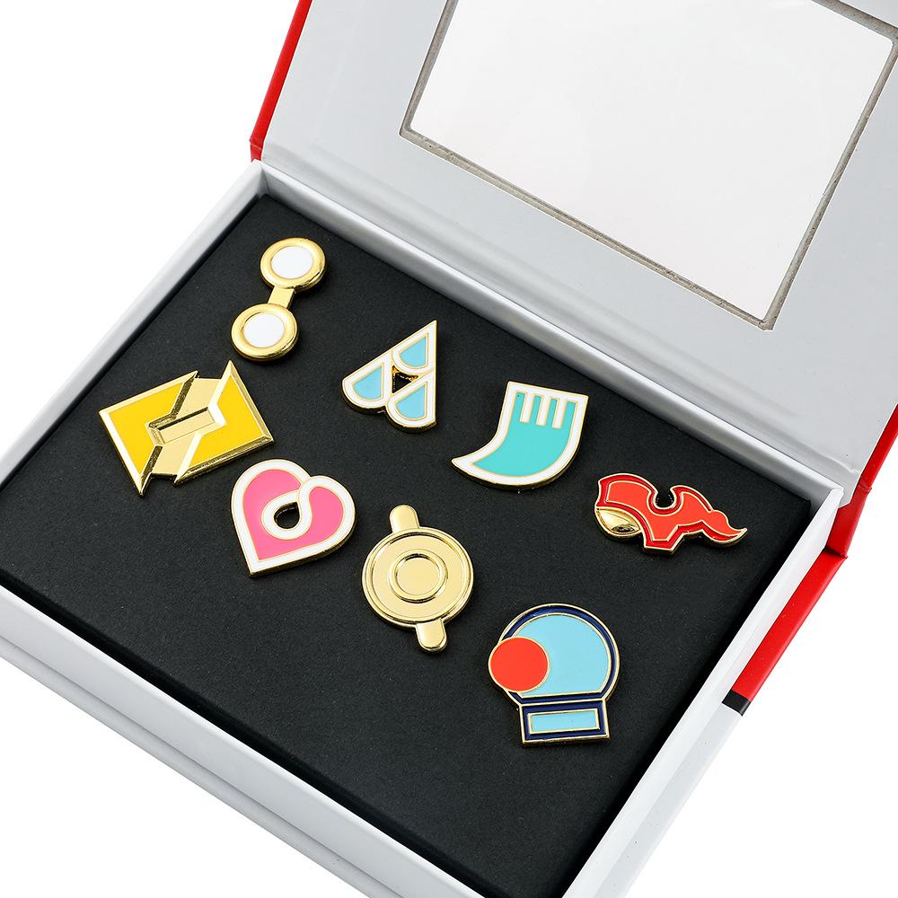 

Hot Sale, Pokémon Metal Badge Pokémon Set, Exquisite Box, Gift Pin Brooch
