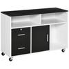 Mobile File Cabinet for Home Office, Lateral Filing Cabinet, Printer Stand with Open Shelves, Lockable Drawer,100cm X 35cm X 65cm, Black