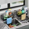 Kitchen Organizer Sink Rack Sponge Holder Kitchen Sink Organizer Towel Holder Drainer Sink Tray with Drain Pan Storage Rack
