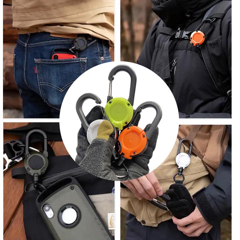 Minimalist Tactical Backpack with U-Shaped Retractable Steel Wire Keyring and Four-Color Spring Buckle