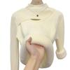 European Style Half High Neck Hollow Knit Women's Fleece Lined Sweater - Warm Autumn & Winter Base Layer