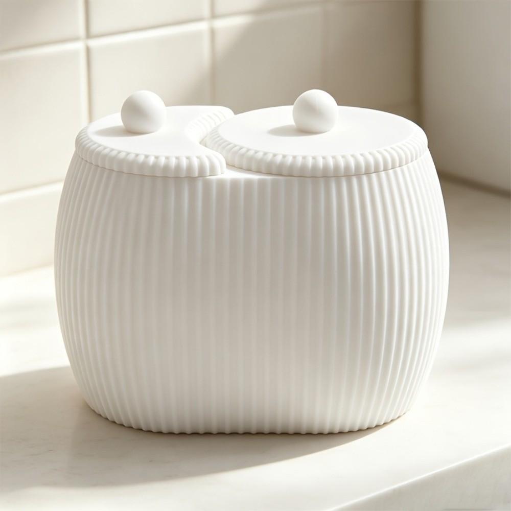 3D Printed Cosmetics Storage Box Striped Pattern Cotton Pad Holder  Washbasin Counter Decor