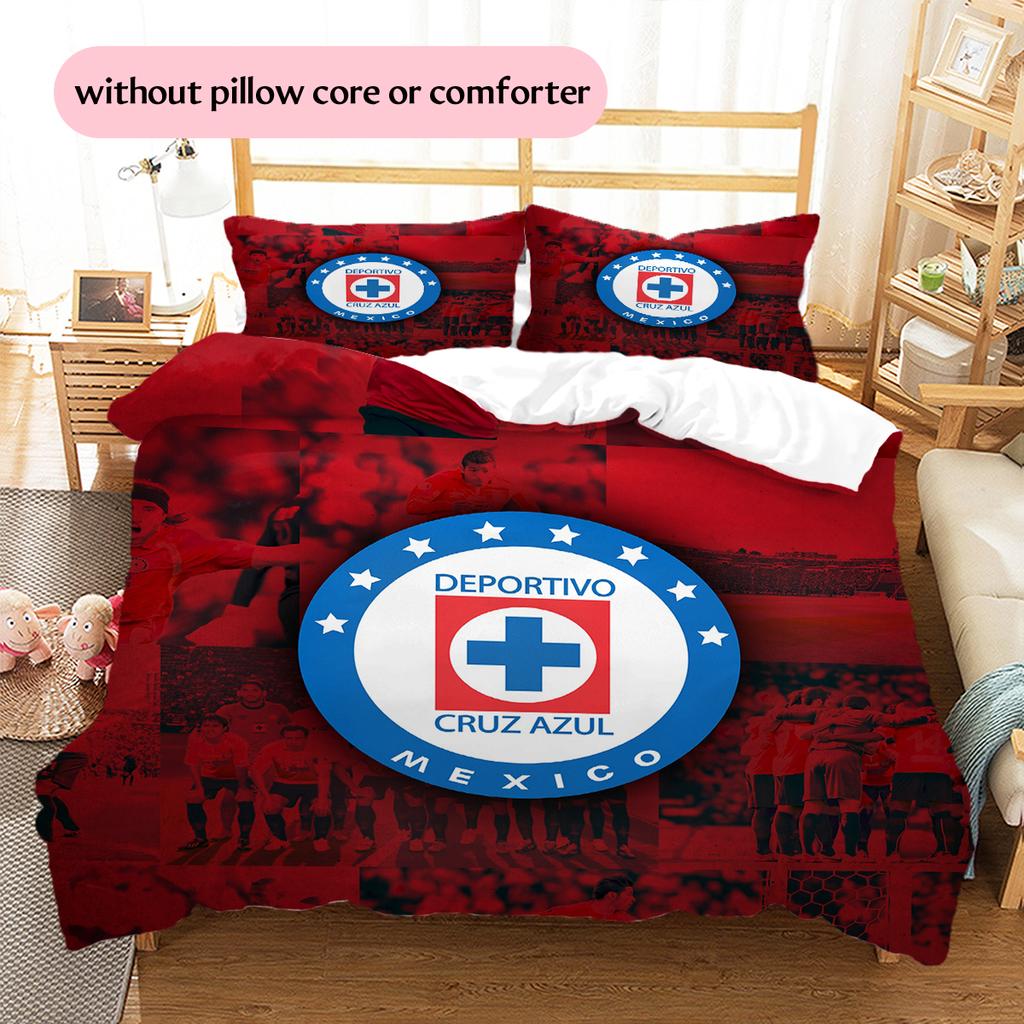 Cruz Azul Football Club Pattern Bedding Home Decoration Birthday Gift (1 * Duvet Cover + 2 * Pillowcase, Without Core)