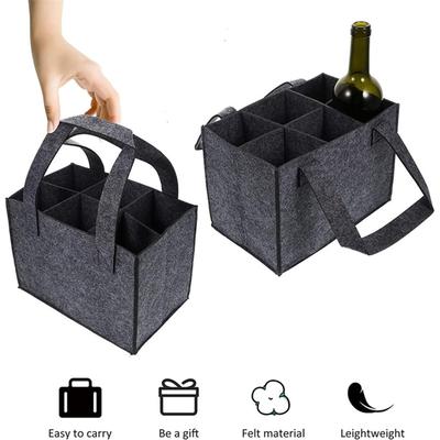 6 Compartment Bottle Holder Felt Wine Bottle Tote Bag Portable Felt Liquor Bottle Tote with Handles Bottle Wine Carrier