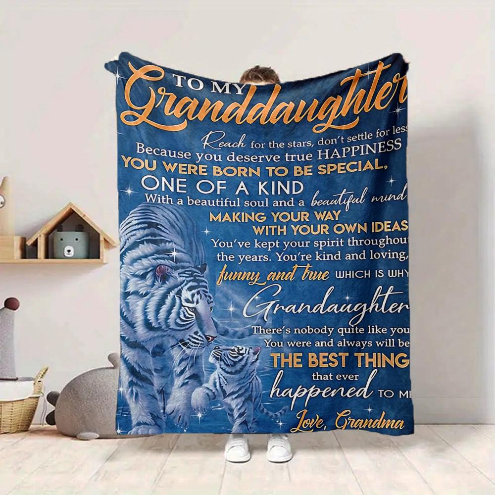1pc Letter To Granddaughter Pattern Soft & Warm Polyester Knit Blanket, Digital Printed, All-Season Throw for Napping, Traveling, Sofa Yy250906024