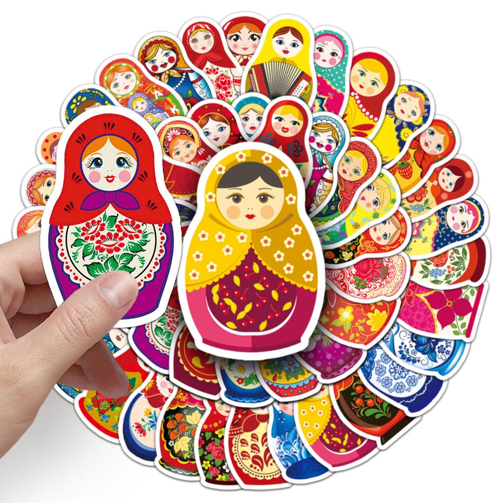 50 Photos of Russian Nesting Dolls Personalized Cartoon Creative Dolls Decorative Water Cup Suitcase Notebook Stickers