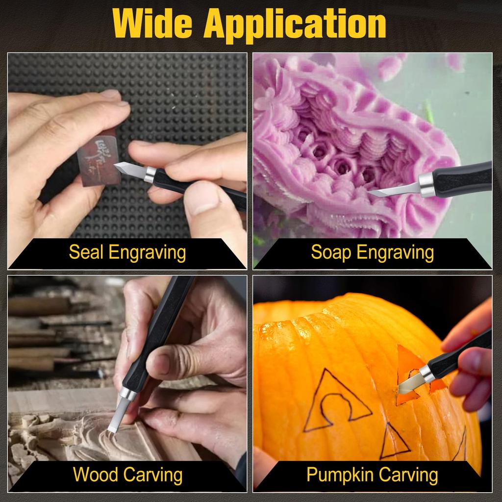LEONTOOL Wood Carving Chisel Includes and Triangular for Precision Fine and Art Knives with SK2 Super Hard Perfect for Professional and Traditional