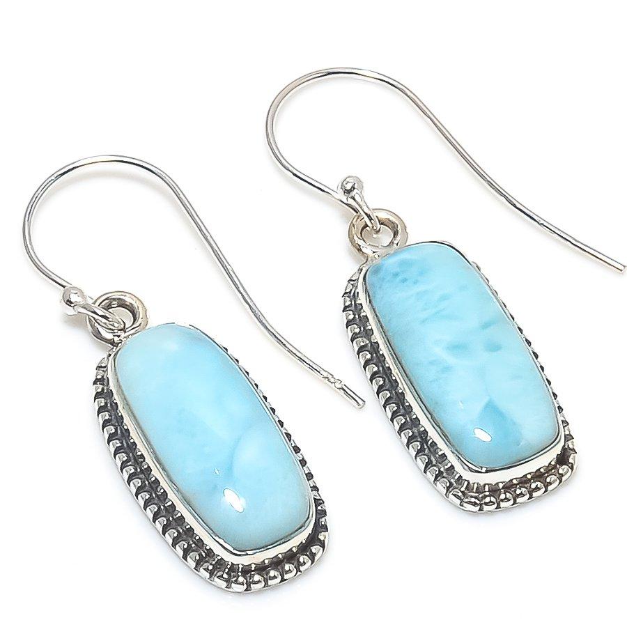 Natural Republic Larimar Gemstone 925 Solid Sterling Silver Earring 1.50" m2y72