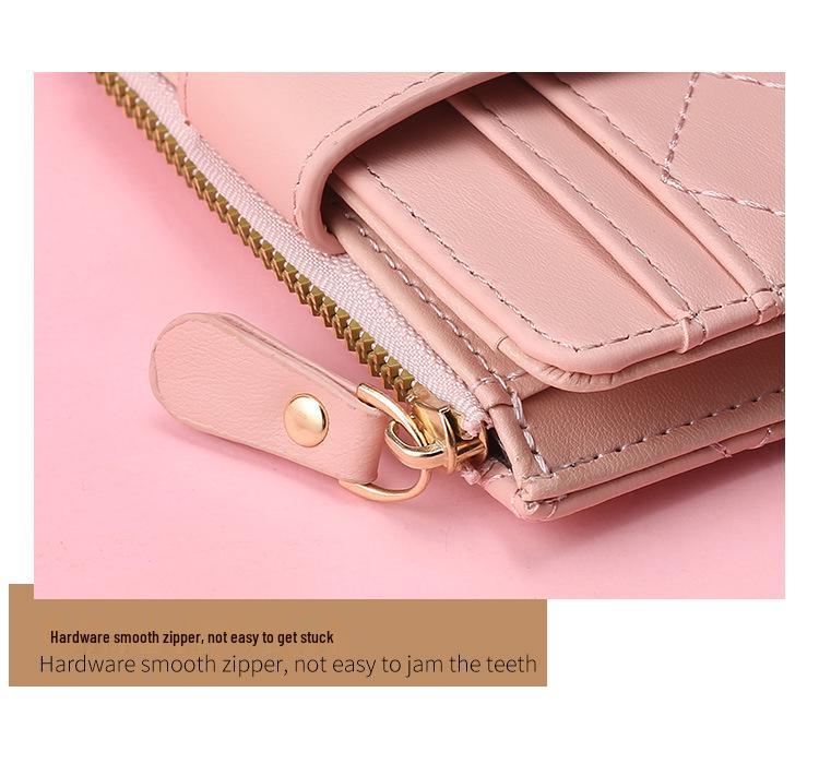 2024 Spring Women's High-End Zipper Coin Purse: Short Solid Color Wallet & Card Holder