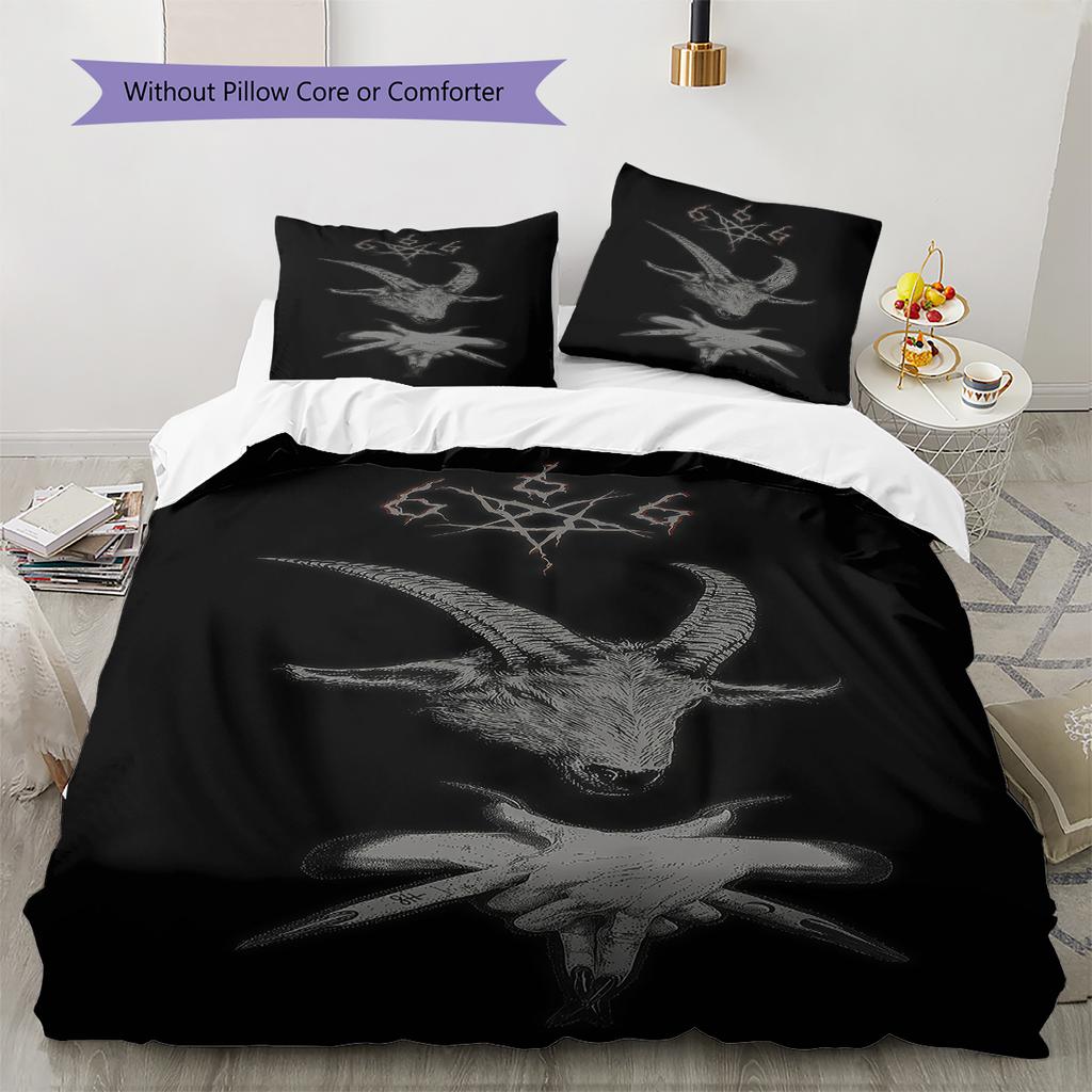 Satan Symbol Pattern Bedding,Quilt Set Quilt Cover Pillowcase Home Birthday Gift (1 * duvet cover + 2 * pillowcase, without core)