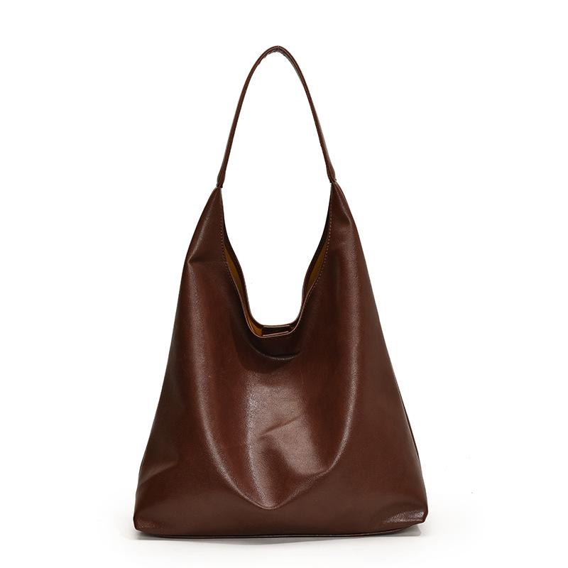 

Ленивый ветер мягкая кожа подмышечная большая вместимость сумка-тоут женская новая мода осень и зима для поездок на работу одноплечевая сумка-ведро прилив коричневый