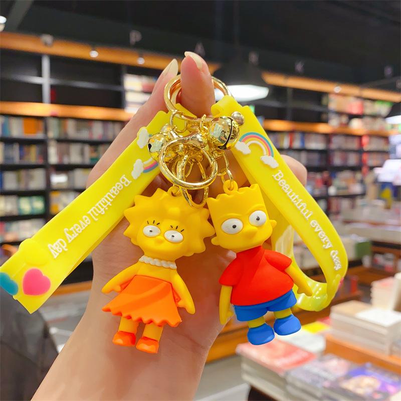 Cartoon The Simpsons Keychain Lisa Bart Homer J. Simpson Keyring Backpack Creative Car Key Chain Accessorie Toys Christmas Gifts