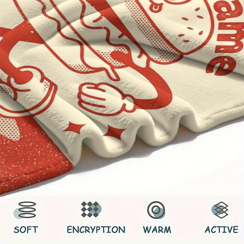 1PC Burger Run Menu Custom Name Patterned Flannel Blanket Suitable For All Seasons For Home Decor Warmth And Comfort Gifts Holiday Present