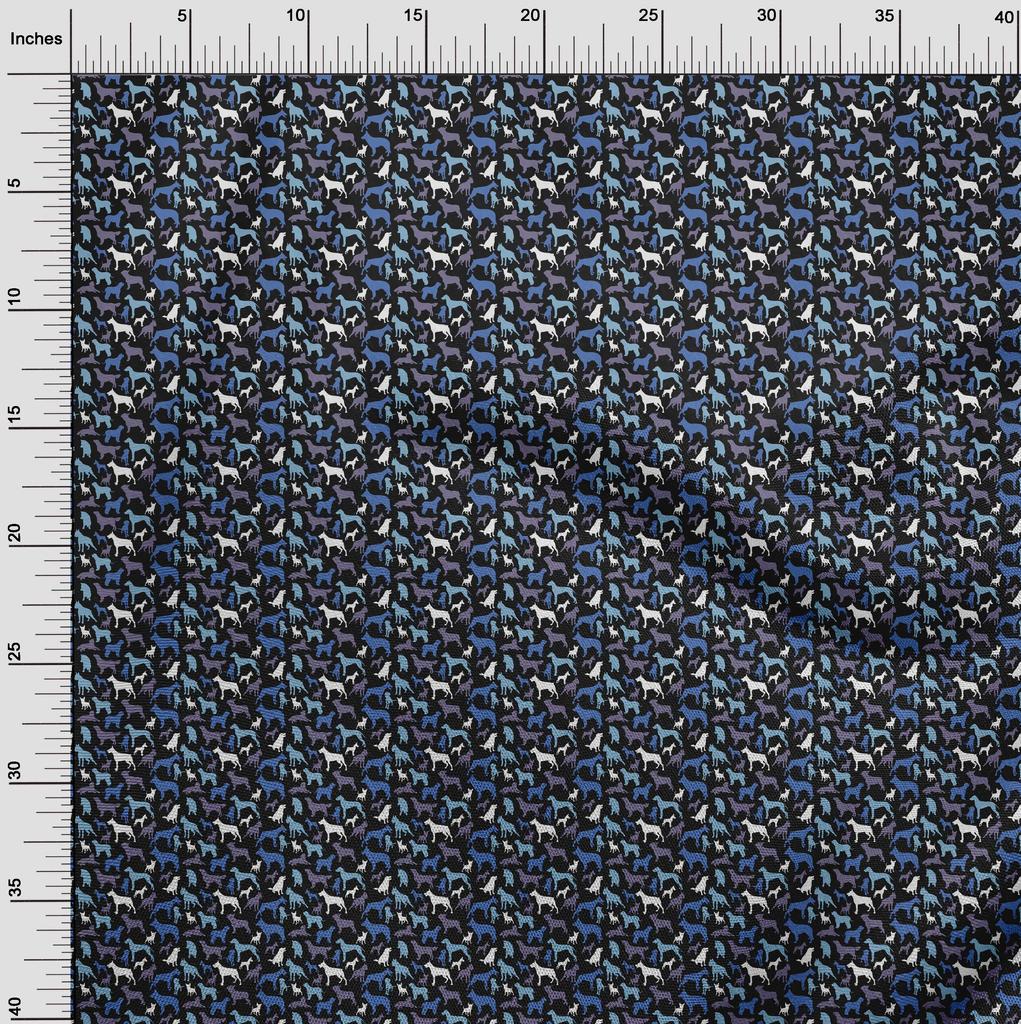 oneOone Georgette Viscose Blue Fabric Floral & Puppies Fabric For Sewing Printed Craft Fabric By The Yard 42 Inch