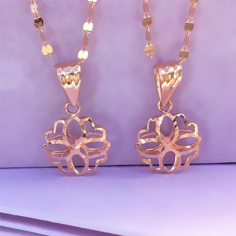 Purple Gold Hollow Flower Pendant Color Gold Fashion Trend Rose Gold Plated Women S Necklace