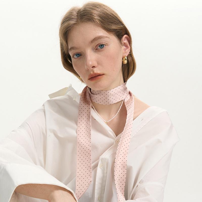Women Narrow Long Scarf 190X4.5Cm Polka Dot Tie Bag Ribbon Headband Choker Streamer Lady Accessories