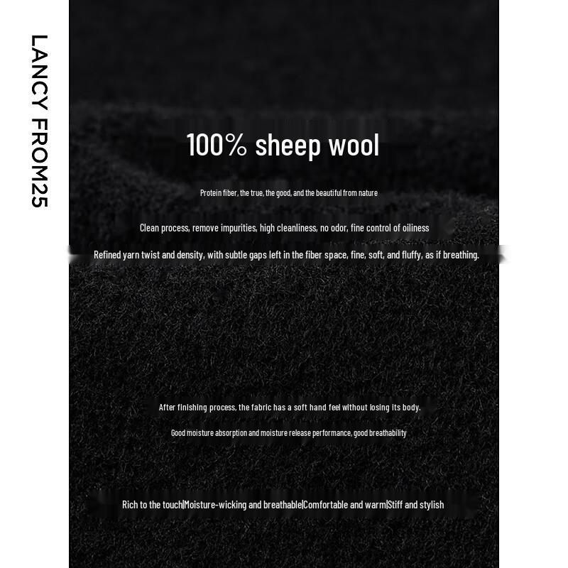 LANGZI Pure Wool Military Style Slim Fit Wool Coat