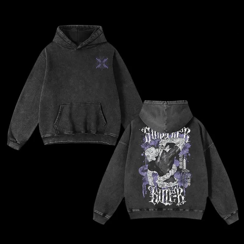 

Фушигуро Тоджи Графическое Худи Аниме Уличная Одежда Jujutsu Kaisen Мужские Женские Толстовки Стиранный Хлопок Пуловер Харадзюку Мужская Толстовка XXL чёрный