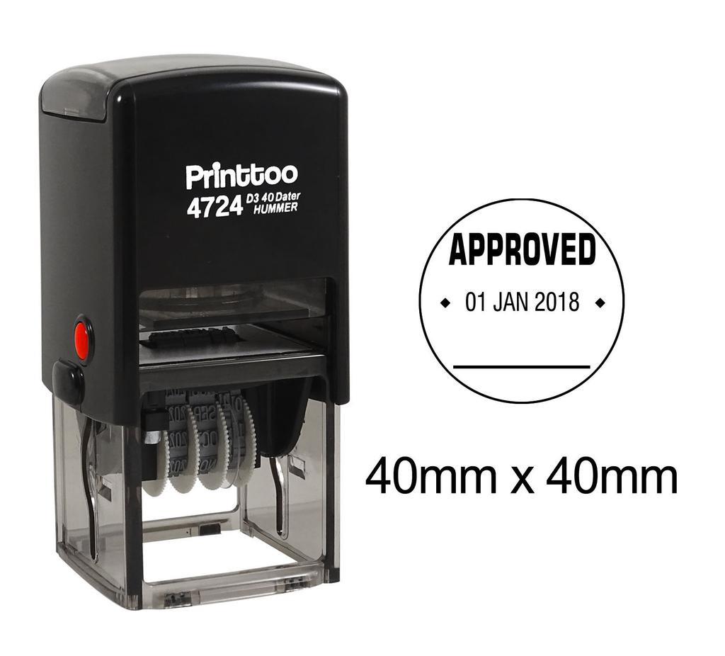 Printtoo Office Stationery Dater Stamp Self Inking With Approved Text Date Round Rubber