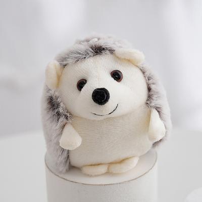 Soft Plush Hedgehog Doll Metal Keychain Brown Car Pendant Toy Keyring Decoration Phone Bag Pendant