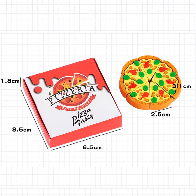 7Pcs/Box Creative Box Pizza Shape Eraser Set Creative Cute Rubber Erasers Gift Kids Kawaii School Office Stationery