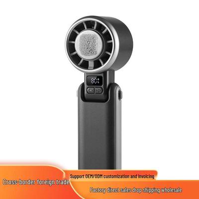 Portable USB Rechargeable Handheld Fan with High-Speed Turbine, Neck Hanging & Folding Ice Pack for Convenient Cooling