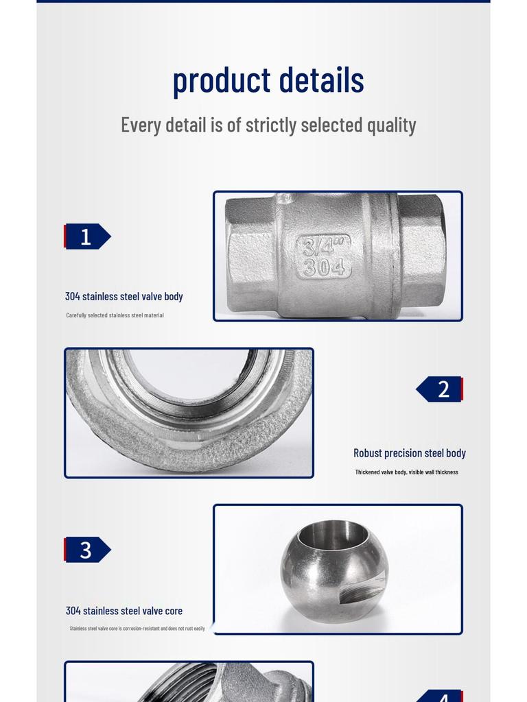 304 Stainless Steel Two-Piece Ball Valve with Internal Thread – Water Switch Valve, Available In 4 Points, 6 Points, and 1 Inch DN15-20.