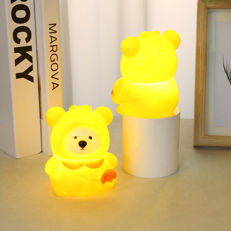Niedliche Bären-Nachtlicht-Silikon-Kinderzimmer-Schlaflampe Touch Control Nachtlichter Tischdekoration für Baby-Kind