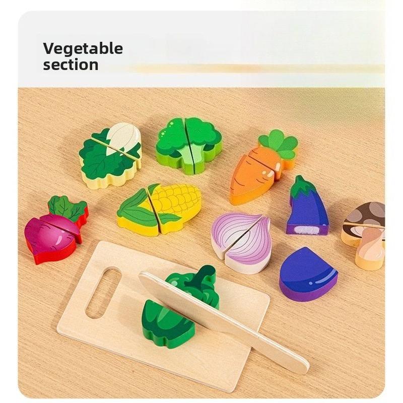 Simulation Kitchen Pretend Toy Wooden Classic Game Educational Toy for Children Kids Gift Cutting Fruit Vegetable Food Set Gifts